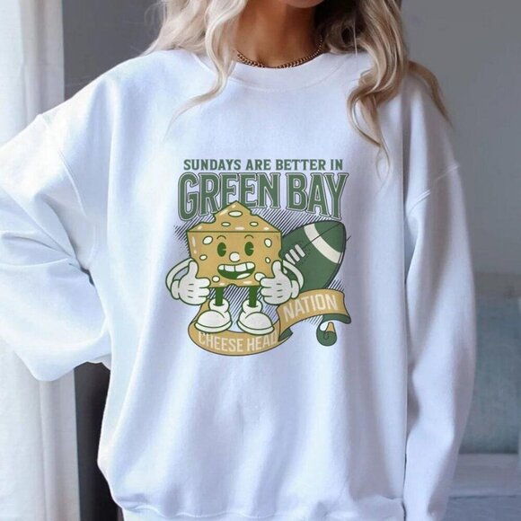 Memoriesrus E Other - Green Bay Football Cheese Design White Sweatshirt